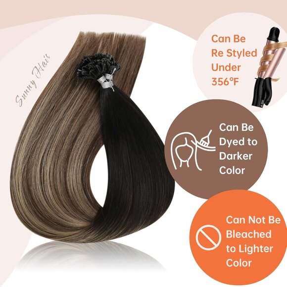 Human Hair Extensions 18in Straight Black to Blonde Ombre Light Weight - Picture 4 of 9